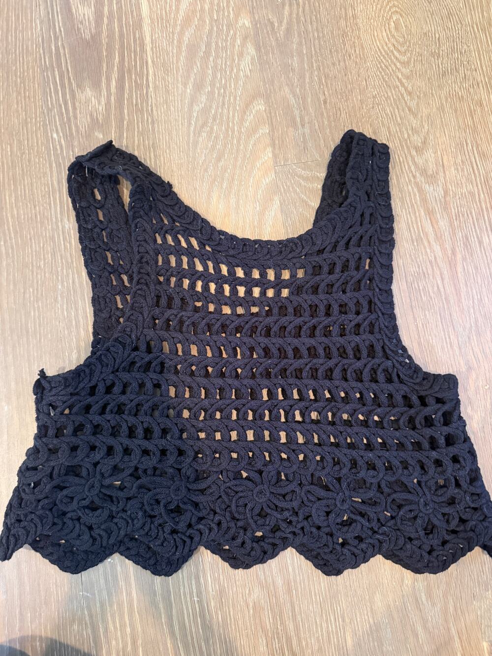 lulus black crochet tank top